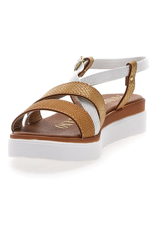 Cognacfarbene Sandalen, hergestellt in Italien, Mio Tempo 4827