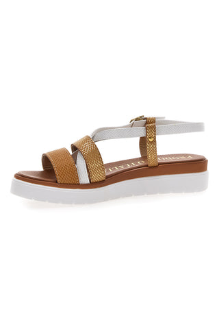 Cognacfarbene Sandalen, hergestellt in Italien, Mio Tempo 4827