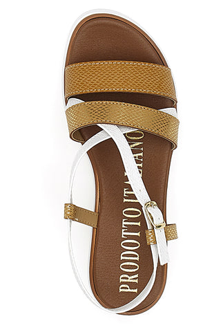 Cognacfarbene Sandalen, hergestellt in Italien, Mio Tempo 4827