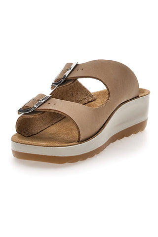 Beige Hausschuhe mit verstellbaren Bändern Fly Flot 42644