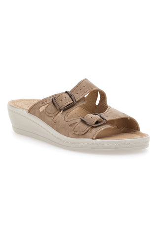 Beige Hausschuhe mit verstellbaren Trägern Fly Flot 16008