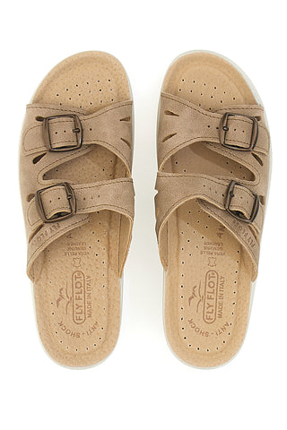 Beige Hausschuhe mit verstellbaren Trägern Fly Flot 16008