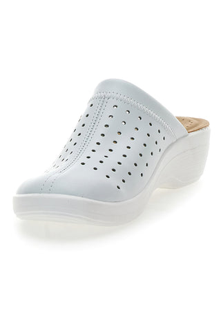 Weiße professionelle Hausschuhe mit anatomischem Fußbett, hergestellt in Italien, Fly Flot 5001