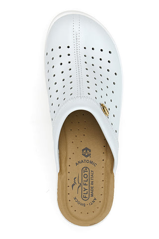 Weiße professionelle Hausschuhe mit anatomischem Fußbett, hergestellt in Italien, Fly Flot 5001