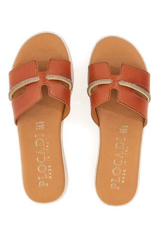 Cognacfarbene Hausschuhe Plocadi 526041