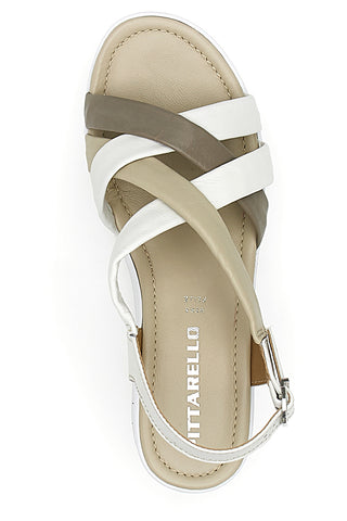 Weiße Keilsandalen aus Pittarello-Leder 191001