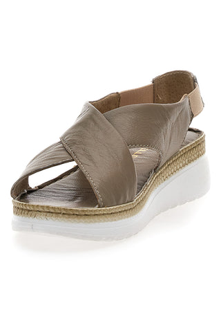 Sandali Taupe Sling-back Con Elastici Pittarello 90046