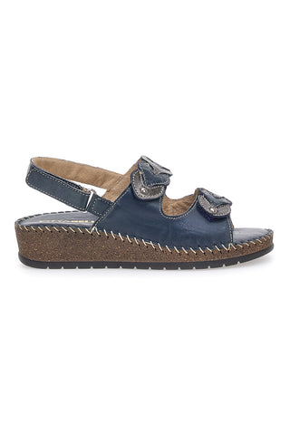 Marineblaue Slingback-Sandalen mit Klettverschluss Pittarello 42063