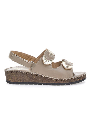 Taupefarbene Slingback-Sandalen mit Klettverschluss Pittarello 42063