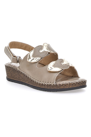 Taupefarbene Slingback-Sandalen mit Klettverschluss Pittarello 42063