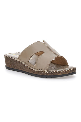 Ciabatte Taupe Con Plantare In Vera Pelle Pittarello 42047