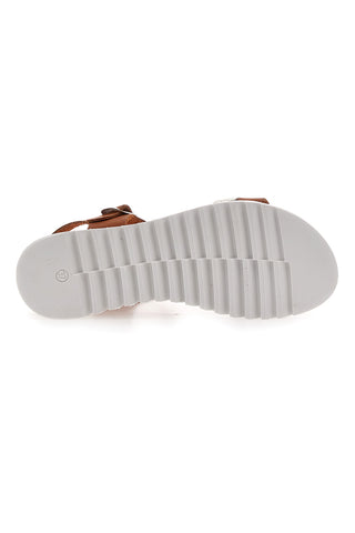 Cognacfarbene Sandalen, hergestellt in Italien, Plocadi 001