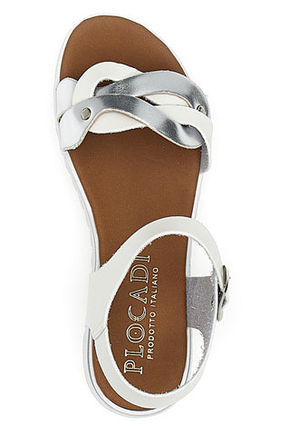 Weiße Sandalen, hergestellt in Italien, Plocadi 007