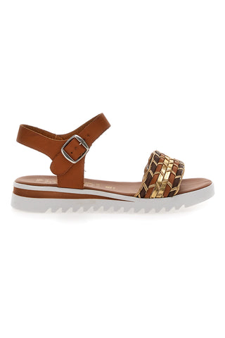 Cognacfarbene Sandalen mit Riemen, italienisches Produkt Plocadi 021