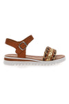 Cognacfarbene Sandalen mit Riemen, italienisches Produkt Plocadi 021