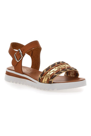 Cognacfarbene Sandalen mit Riemen, italienisches Produkt Plocadi 021