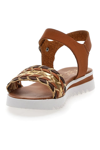 Cognacfarbene Sandalen mit Riemen, italienisches Produkt Plocadi 021