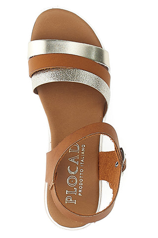 Cognacfarbene Sandalen für Damen Plocadi 005