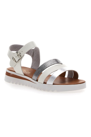 Weiße und silberne Sandalen mit Riemen Plocadi 005