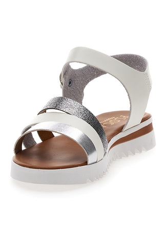 Weiße und silberne Sandalen mit Riemen Plocadi 005