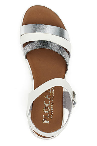 Weiße und silberne Sandalen mit Riemen Plocadi 005