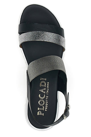 Schwarze Sandalen, hergestellt in Italien, Plocadi 008