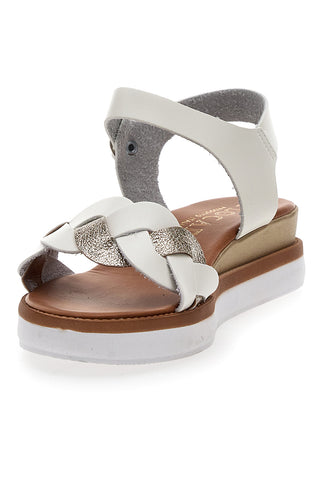 Weiße und platinfarbene Sandalen mit 4,5 cm hoher Plateausohle Plocadi 3007