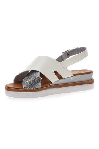 Weiße und silberne Sandalen mit Plateau Plocadi 3004