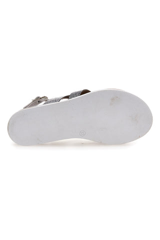 Weiße und silberne Sandalen mit Plateau Plocadi 3004