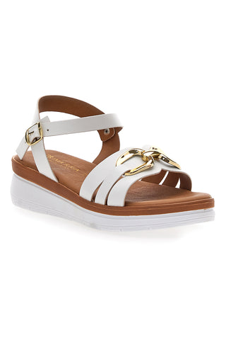 Sandali Bianchi Con Dettagli Oro Prima Riga 247402