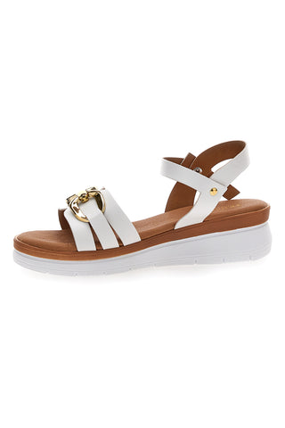 Sandali Bianchi Con Dettagli Oro Prima Riga 247402