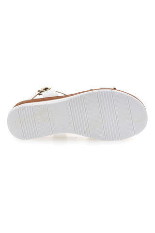Sandali Bianchi Con Dettagli Oro Prima Riga 247402
