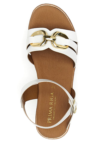 Sandali Bianchi Con Dettagli Oro Prima Riga 247402