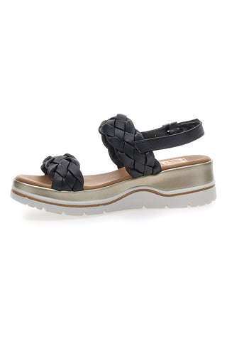 Schwarze Plateausandalen aus echtem Leder Pittarello Elite 81436