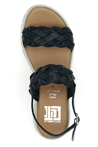Schwarze Plateausandalen aus echtem Leder Pittarello Elite 81436