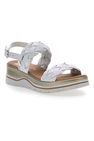 Weiße Plateausandalen aus echtem Leder Pittarello Elite 81436