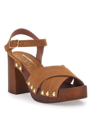 Clogs braune Sandalen mit 9 cm Absatz Pittarello 8507