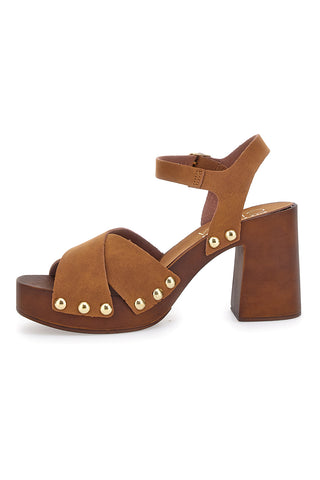 Clogs braune Sandalen mit 9 cm Absatz Pittarello 8507