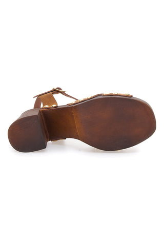 Clogs braune Sandalen mit 9 cm Absatz Pittarello 8507