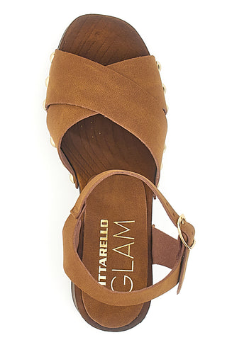 Clogs braune Sandalen mit 9 cm Absatz Pittarello 8507