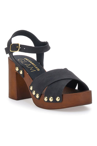 Clogs Schwarze Sandalen mit 9 cm Absatz Pittarello 8507