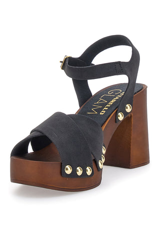 Clogs Schwarze Sandalen mit 9 cm Absatz Pittarello 8507