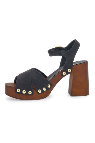 Zoccoli Sandali Neri Con Tacco 9 Cm Pittarello 8507