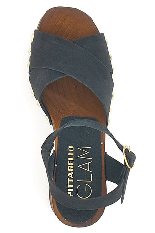 Clogs Schwarze Sandalen mit 9 cm Absatz Pittarello 8507