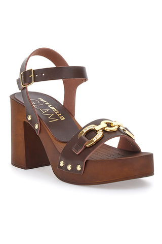 Clogs mit Braun mit goldenen Details Pittarello 9086