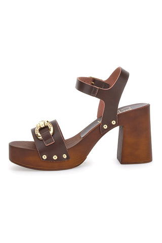 Clogs mit Braun mit goldenen Details Pittarello 9086