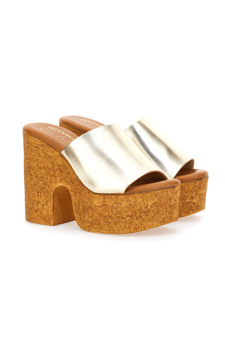 Platin-Clog-Hausschuhe mit Maxi-Keil 12,5 cm Pittarello 3189