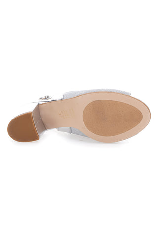 Silberne Sandalen mit Absatz und Slingback-Riemen Pittarello Glam 916