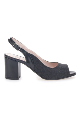 Schwarze Sandalen mit Glitzer und Slingback-Riemen Pittarello Glam 916