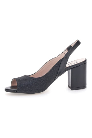 Schwarze Sandalen mit Glitzer und Slingback-Riemen Pittarello Glam 916